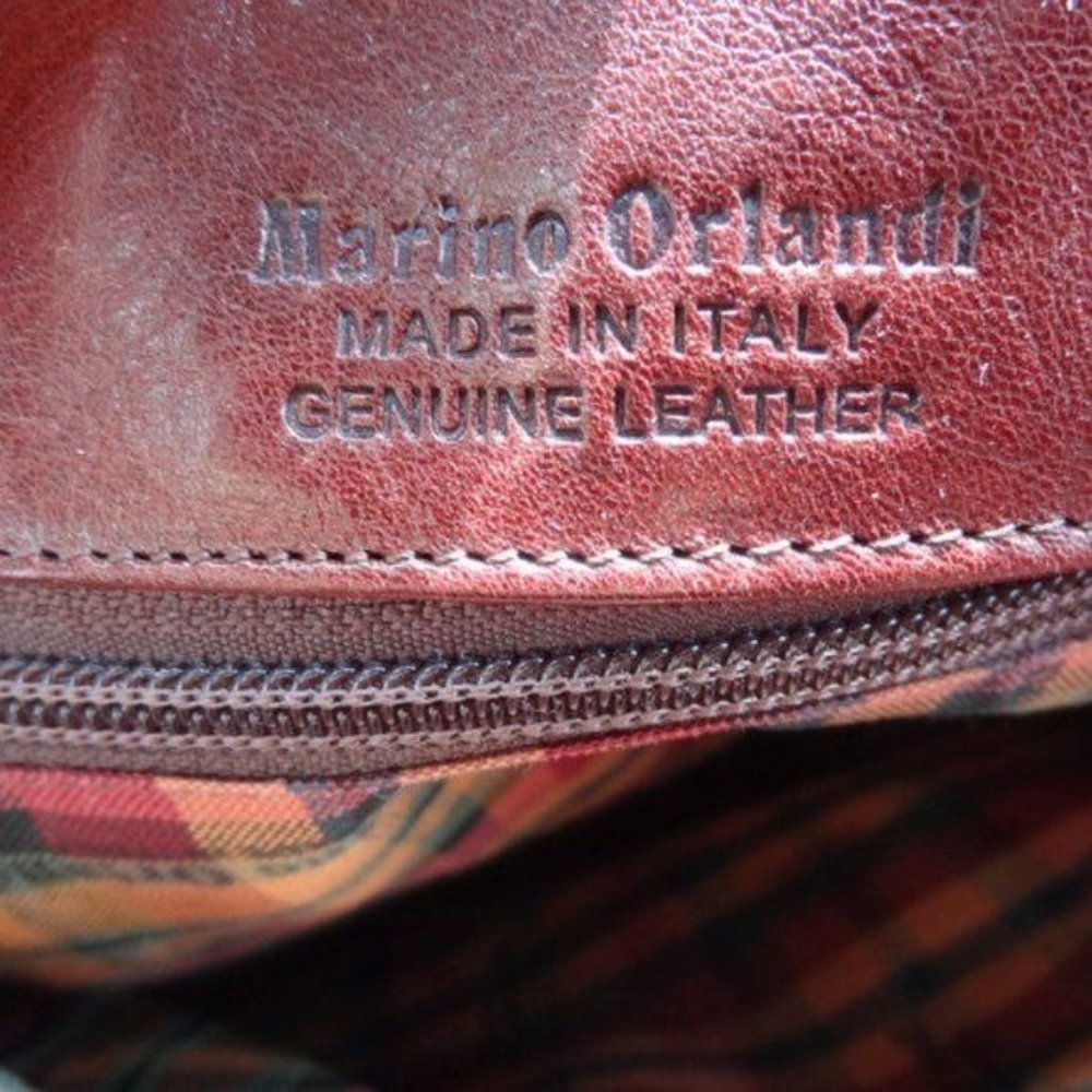 MARINO ORLANDI Luxury Italian Leather Masterpiece Brown Tote Bag - Picture 13 of 13